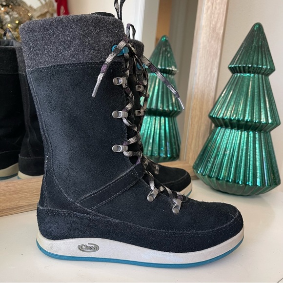 Chaco Black Umma Wool Suede Winter Boots Waterproof - Picture 4 of 12